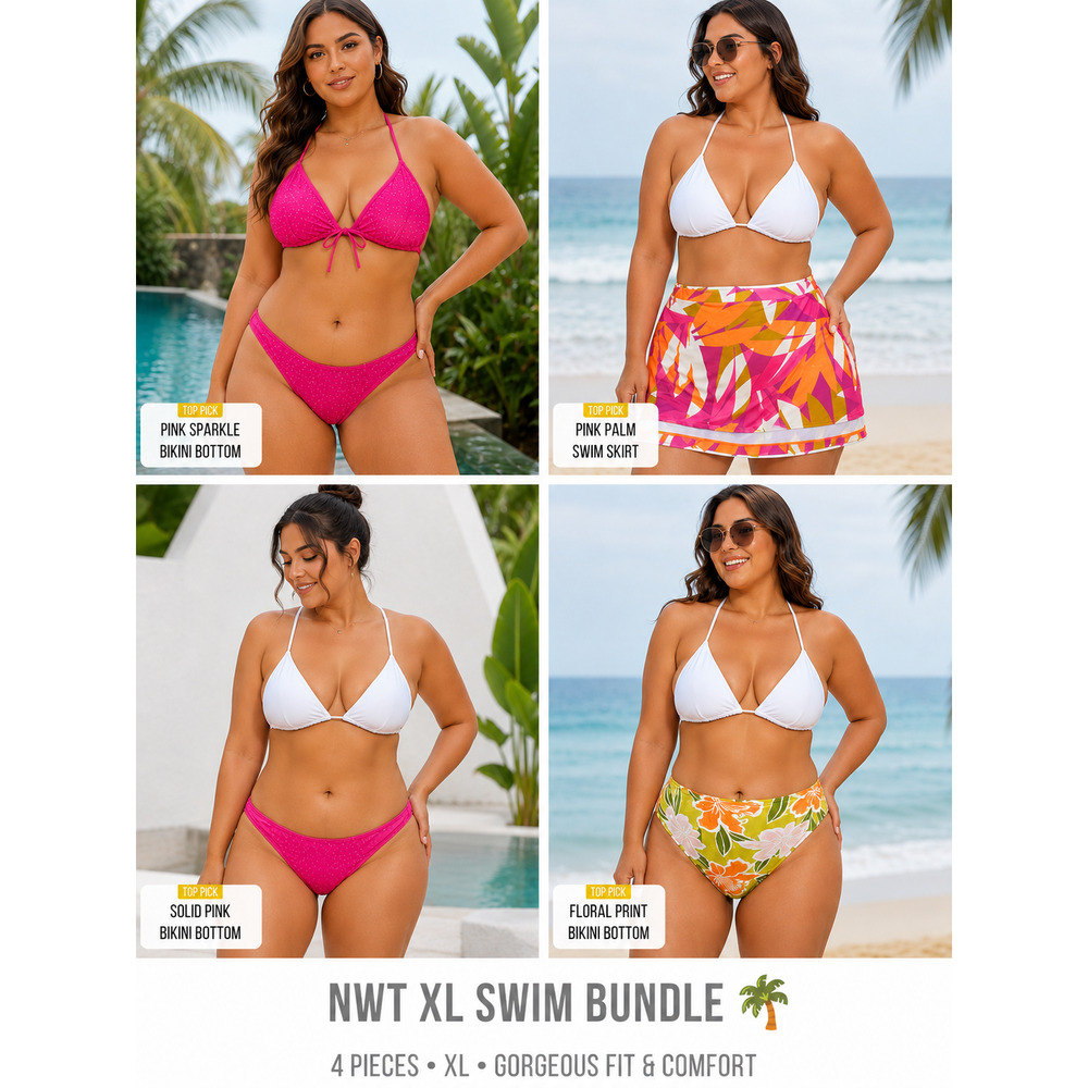 Women's XL Swimwear Bundle 4 Pc Shade & Shore Kona Sol Wild Fable NWT